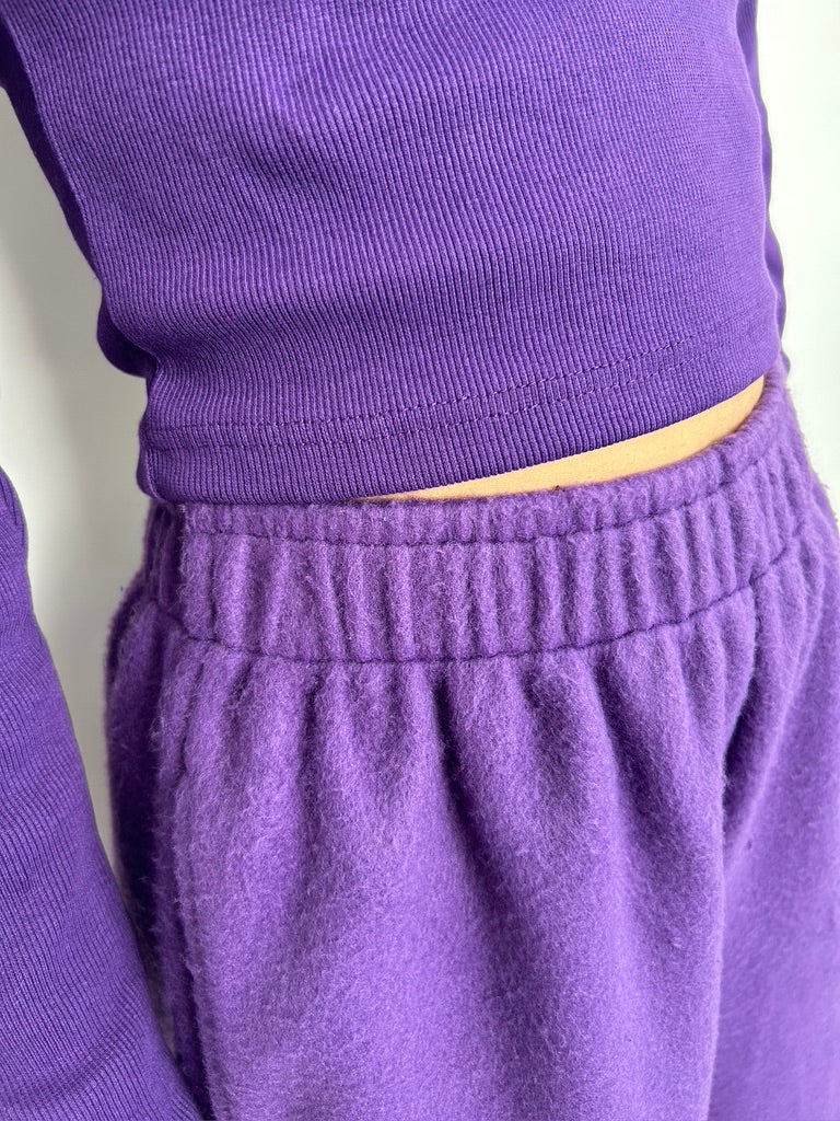 Cotton Fleece Dark Purple Crop Set
