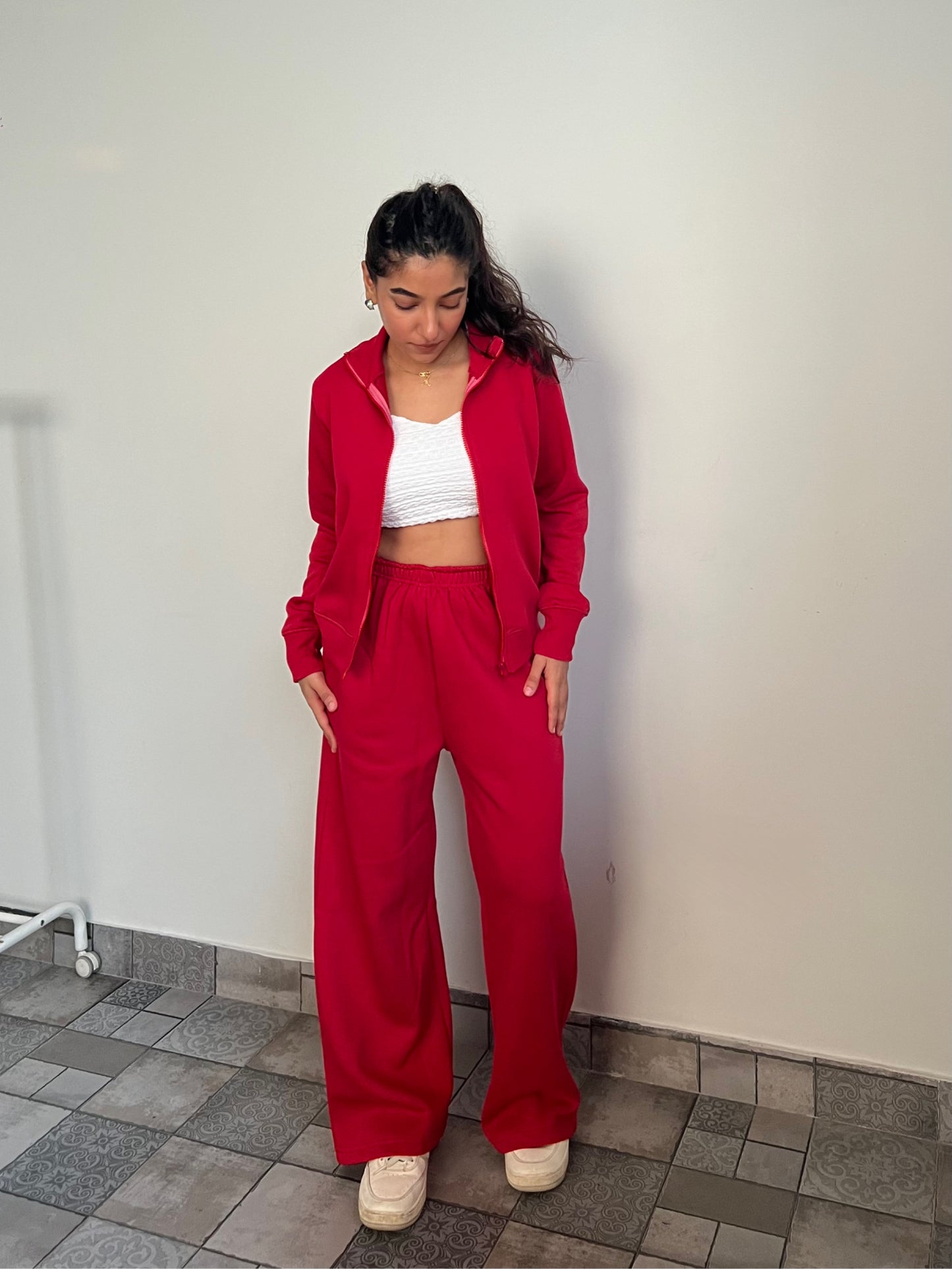 Fleece Red Zipper & Fleece Pants SET