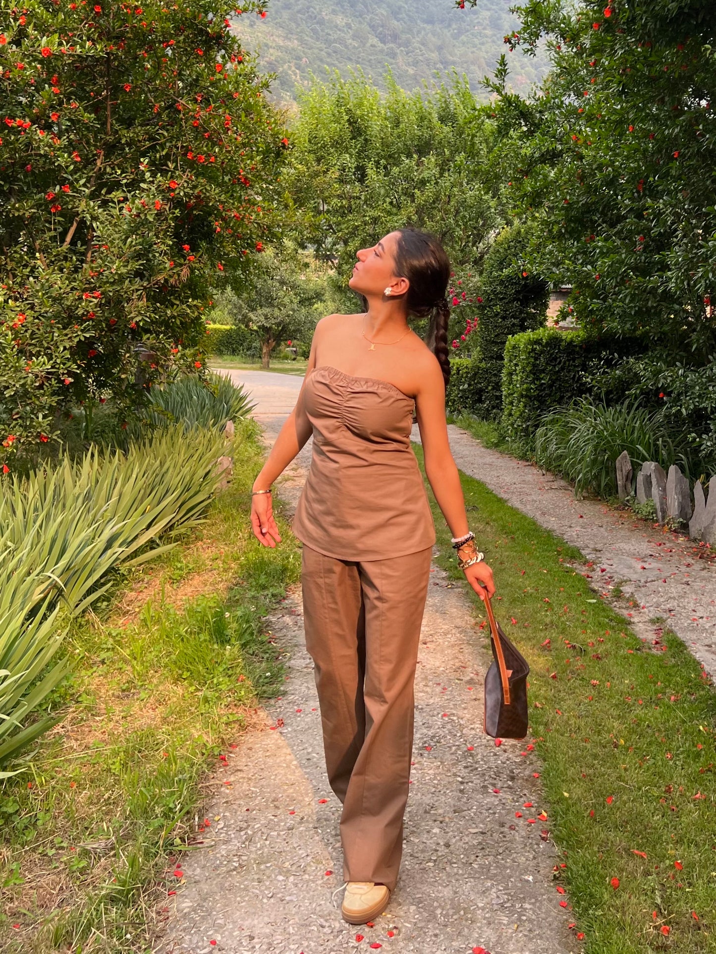 Cinnamon Tube Cotton Poplin Pant Set