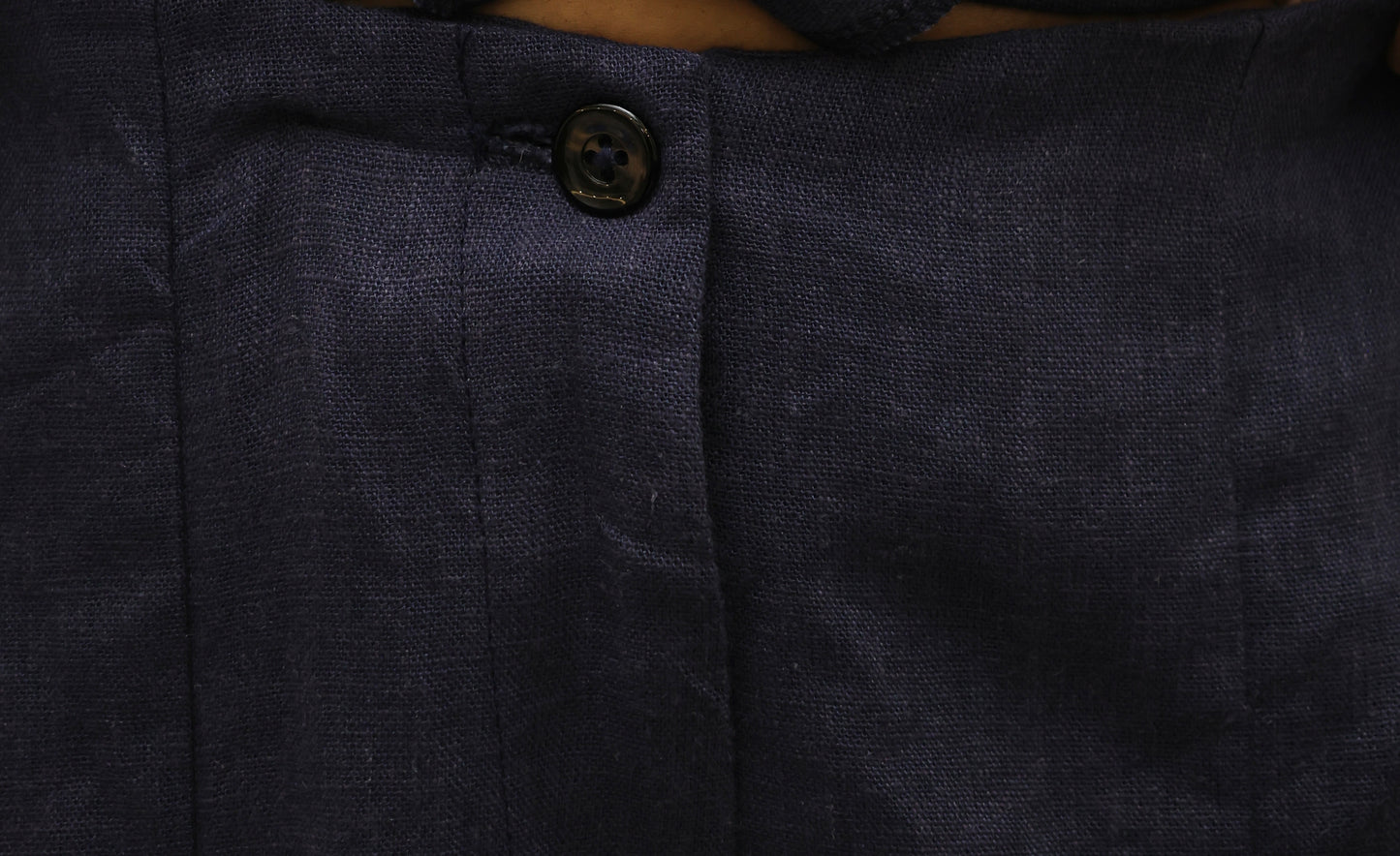Navy Blue Cotton Linen Blend Sculpted Set