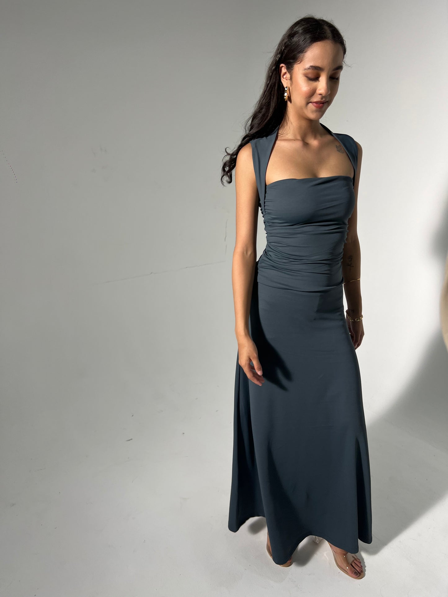 Seamless Ruched Cotton Elastane Skirt set