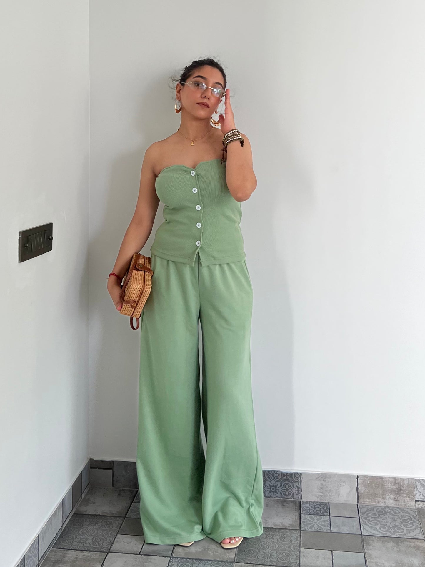 Tube Waistcoat Wide Leg Co-ord