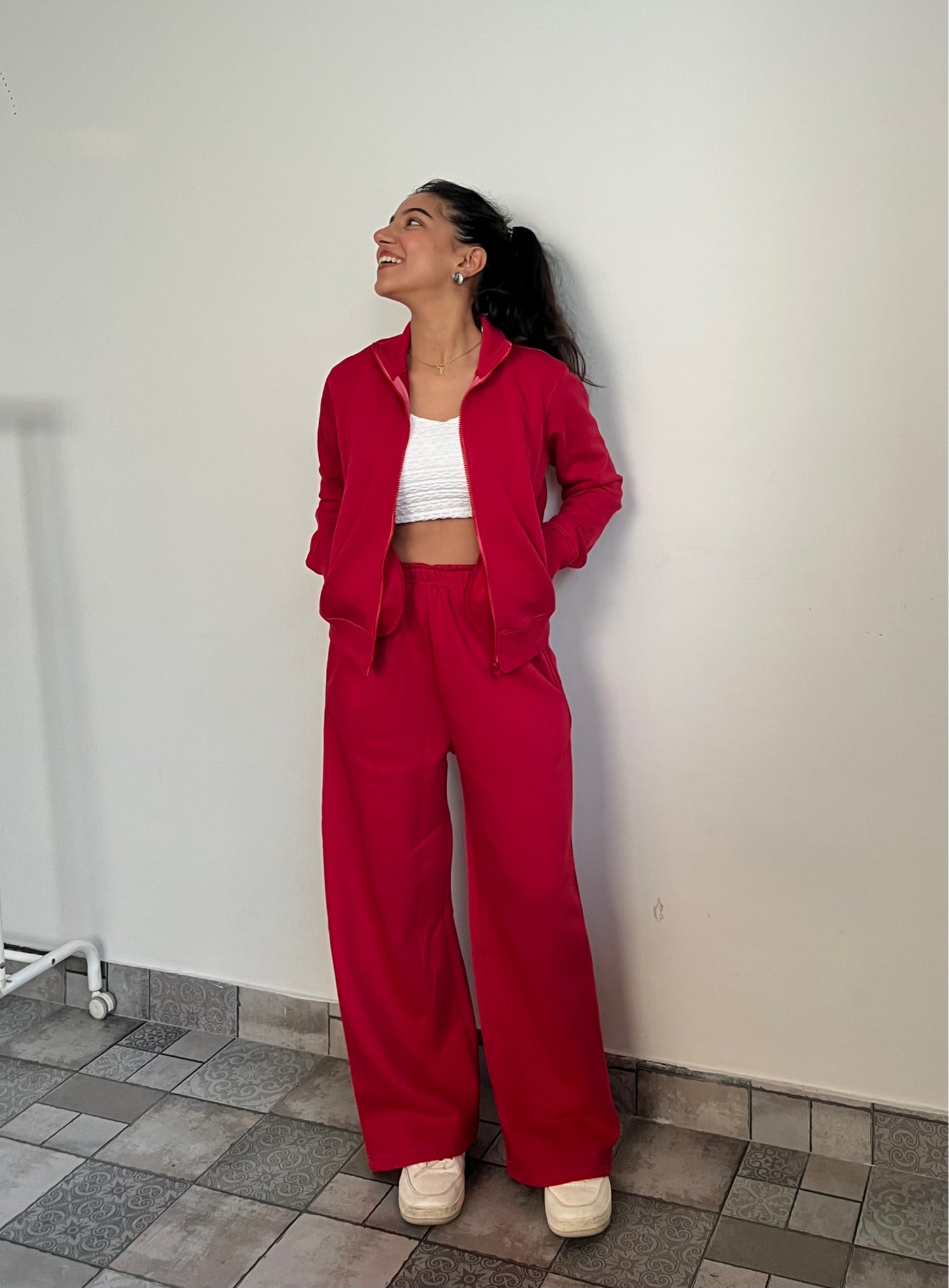 Fleece Red Zipper & Fleece Pants SET