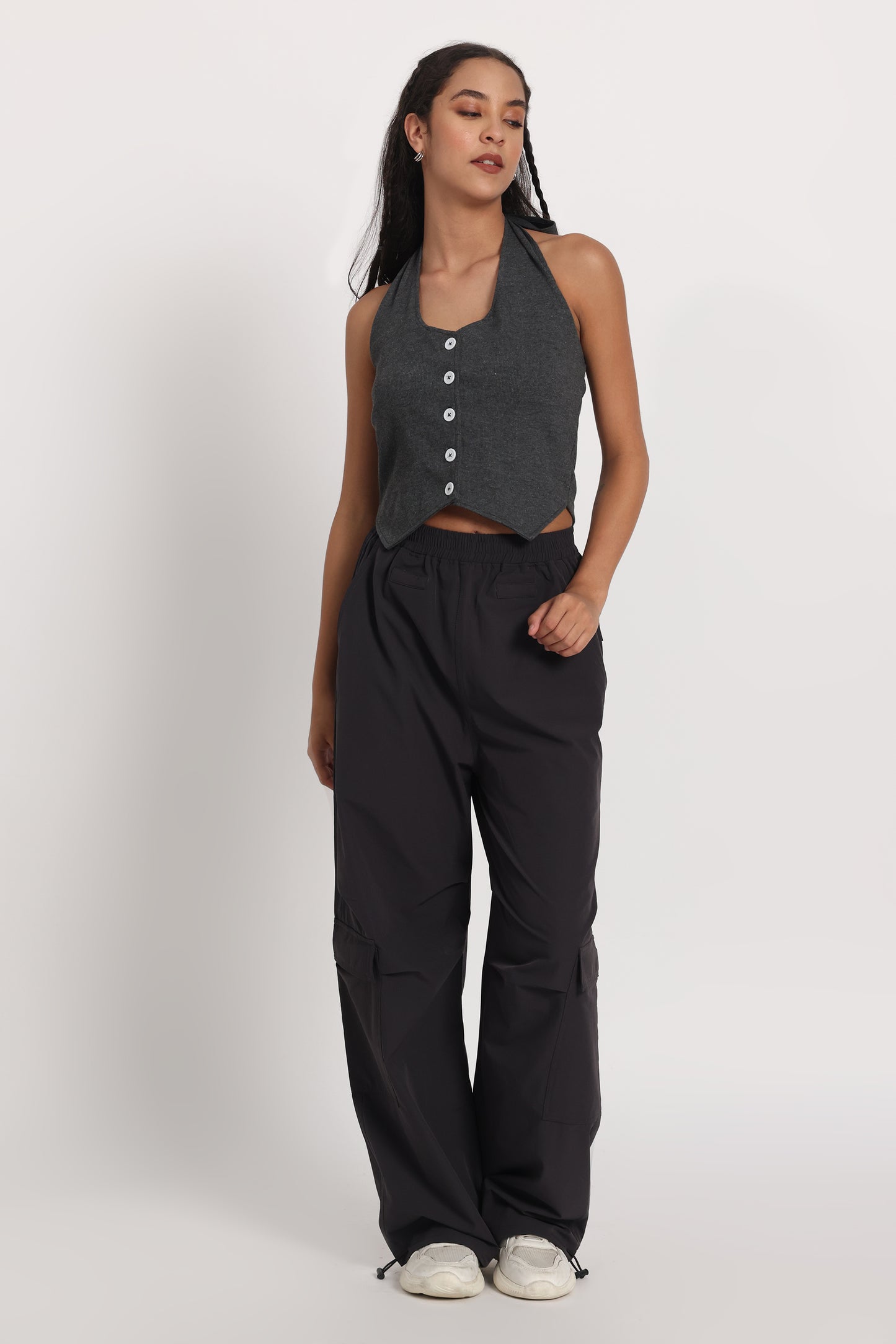 Black Waistcoat Parachute Cargo Co-ord
