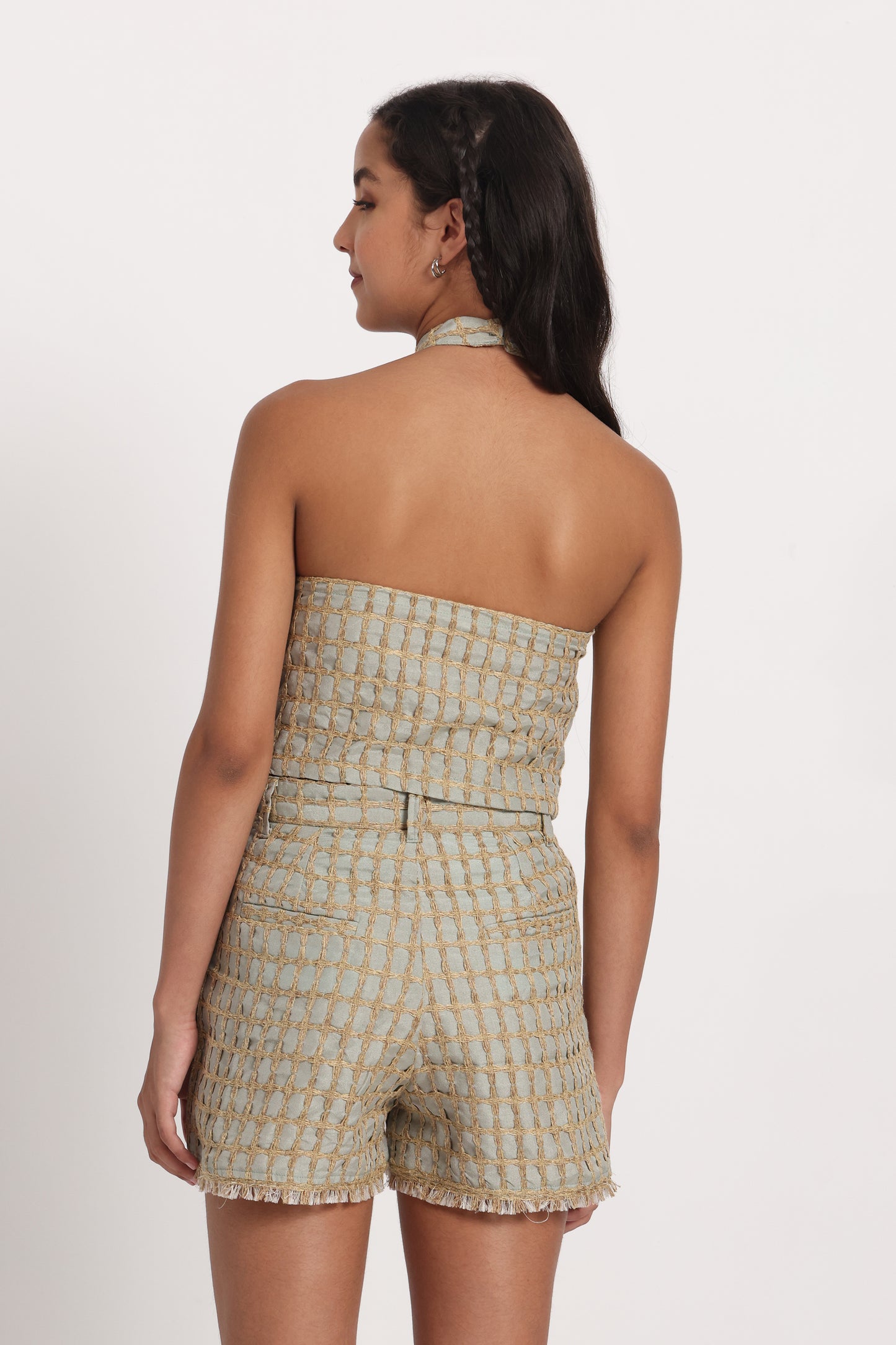 Cotton Embroidered Halter Top & Shorts SET