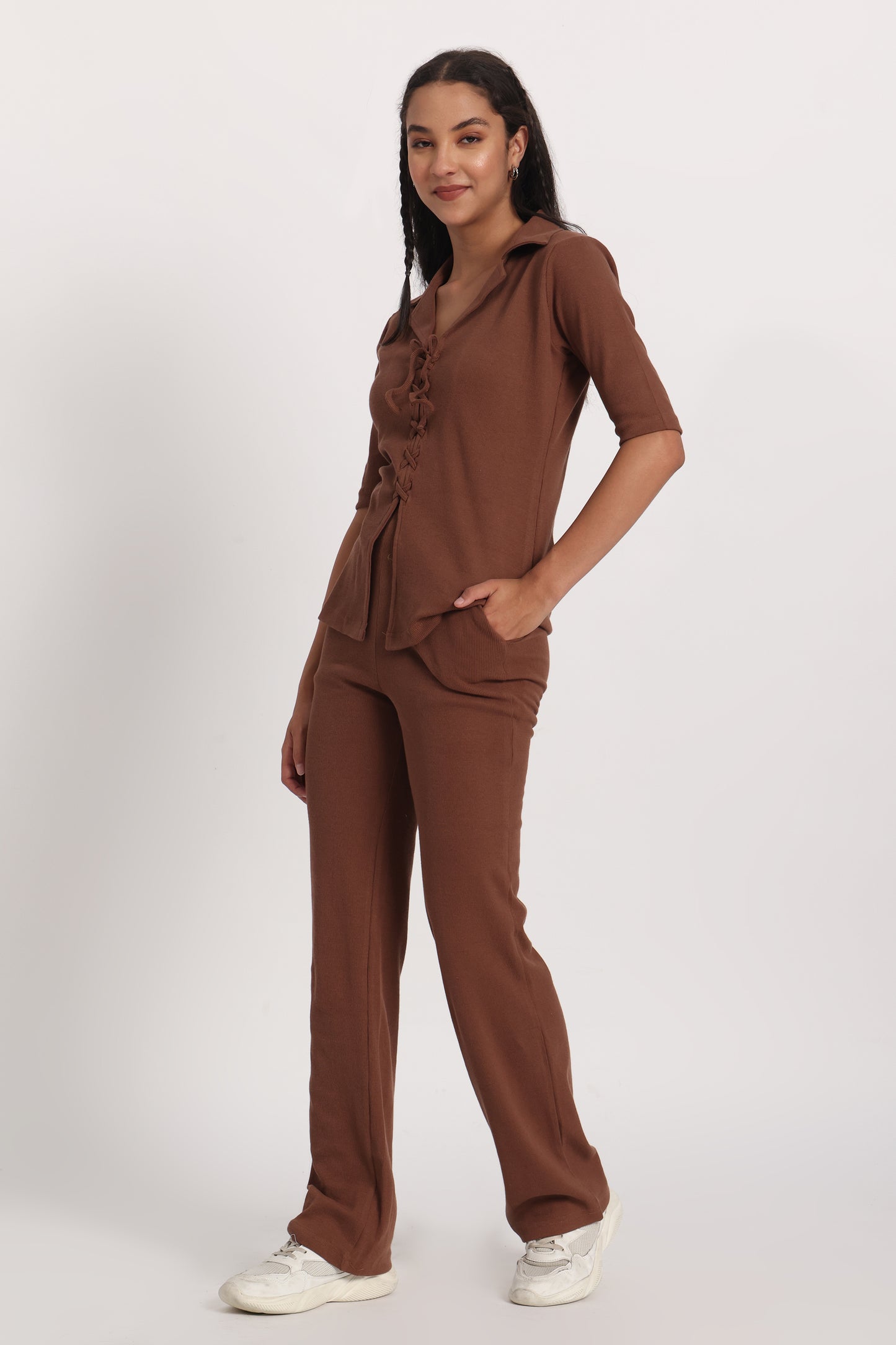 Brown Rib Long Co-ord