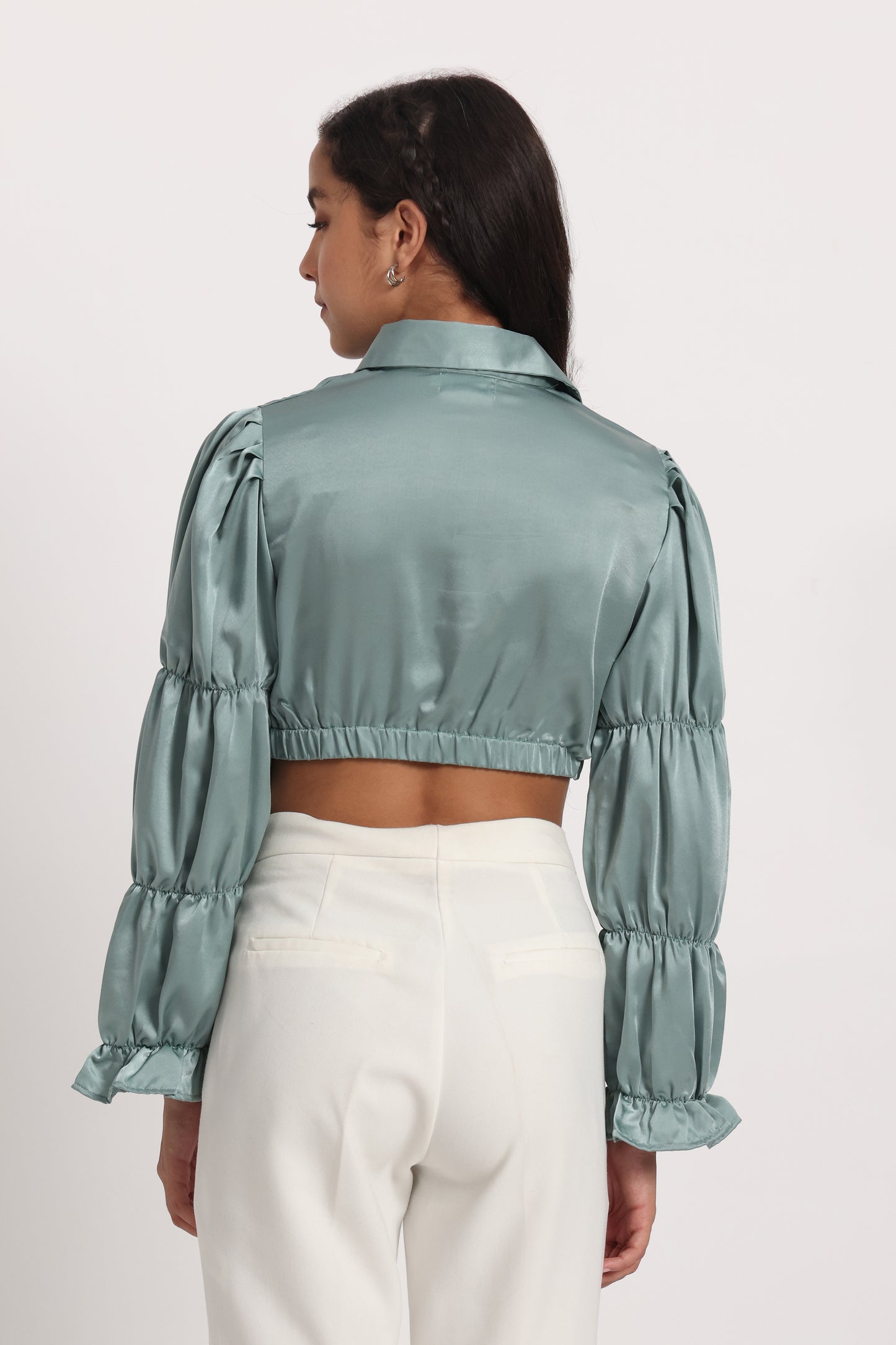 Paris Satin Ruffle Shirt