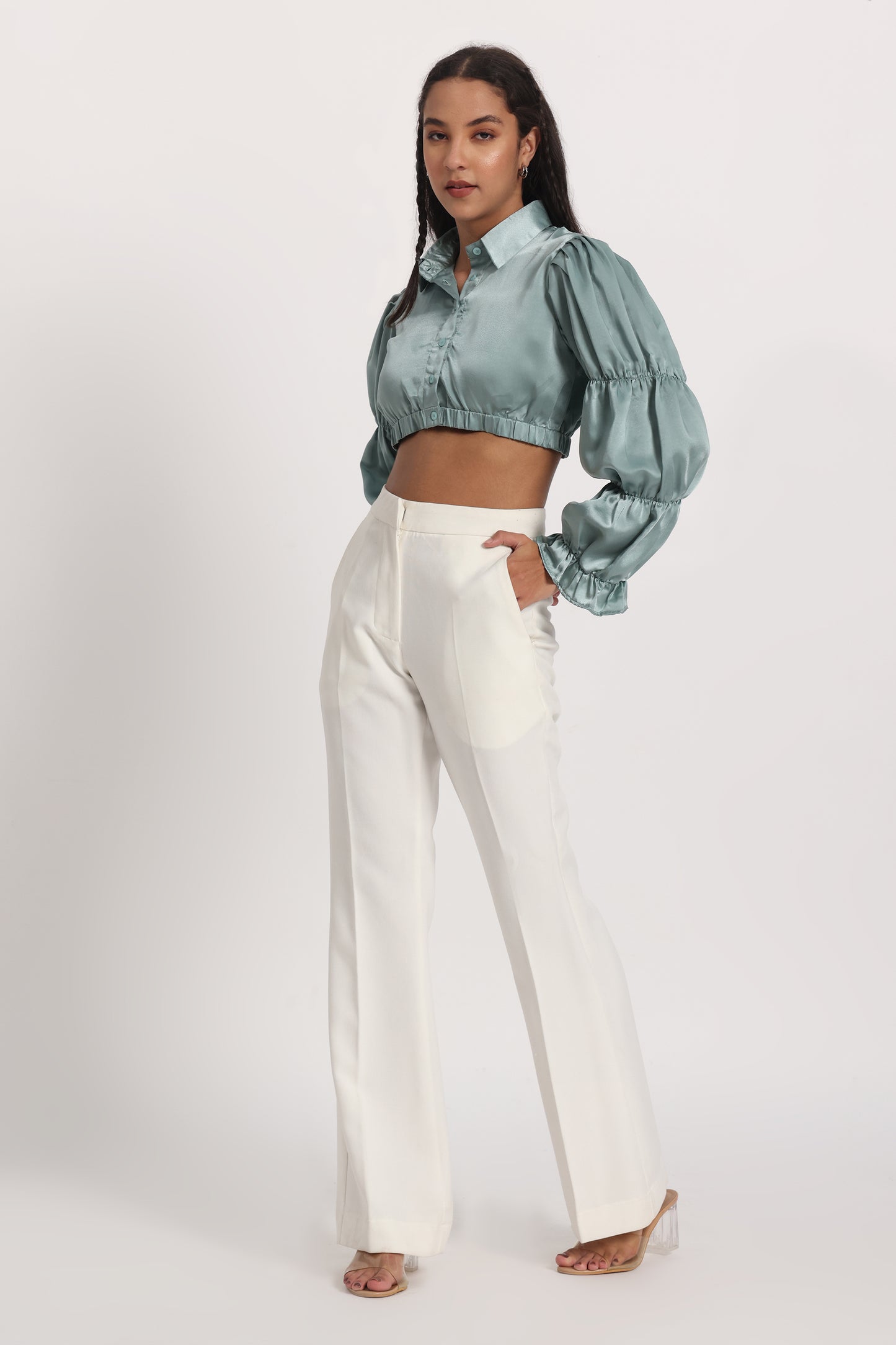 Paris Satin Ruffle Shirt