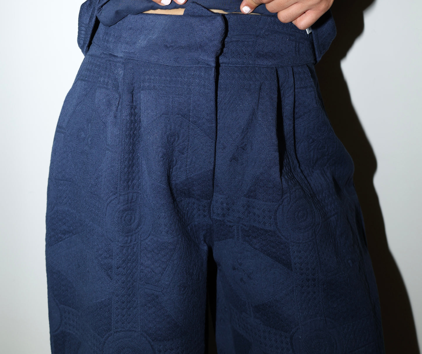 Lightweight Jacquard Strapless Corset Barrel Pant Set