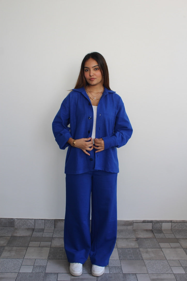 Cotton Fleece Electric Blue Unisex Co-ord