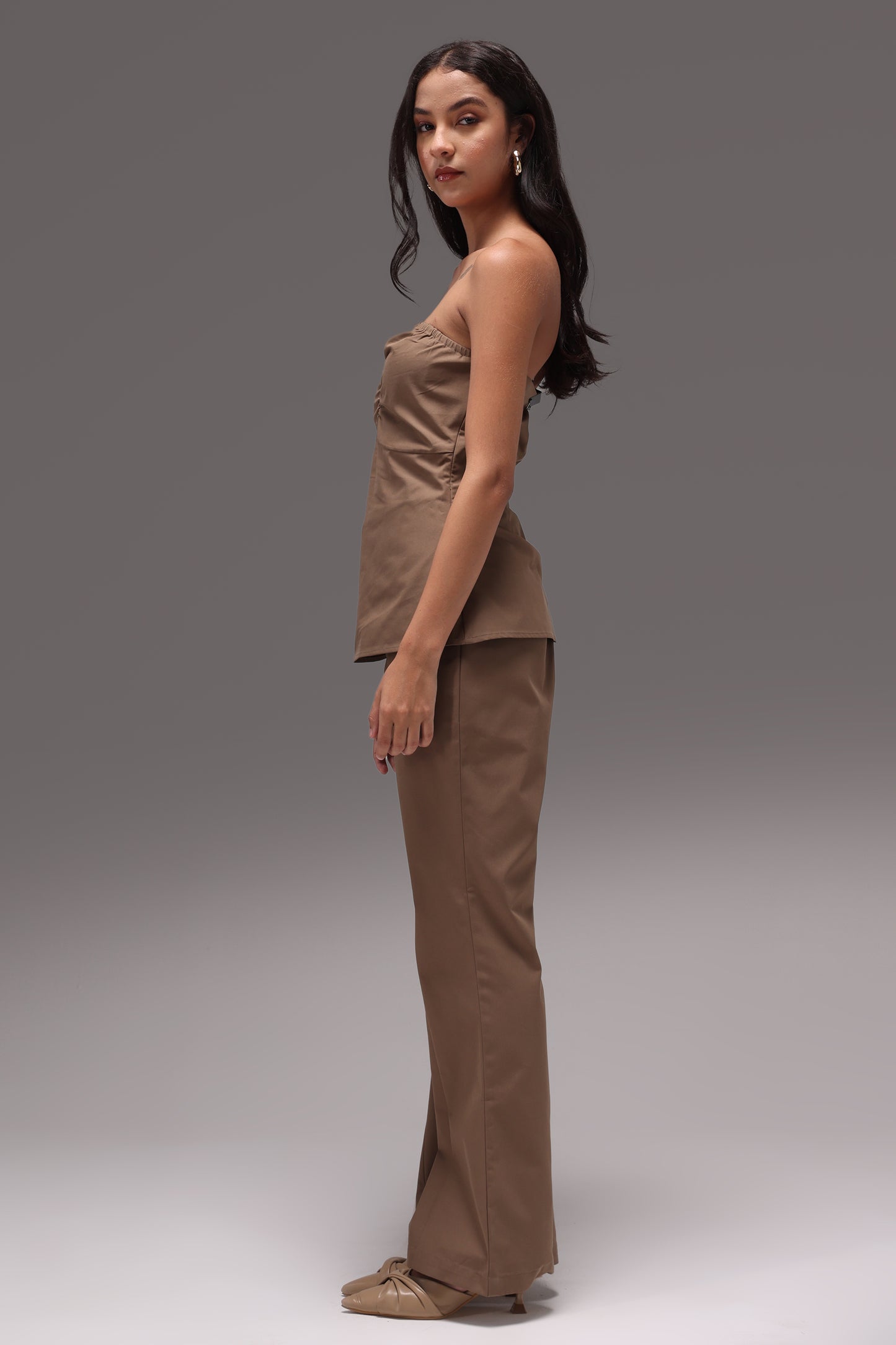 Cinnamon Tube Cotton Poplin Pant Set
