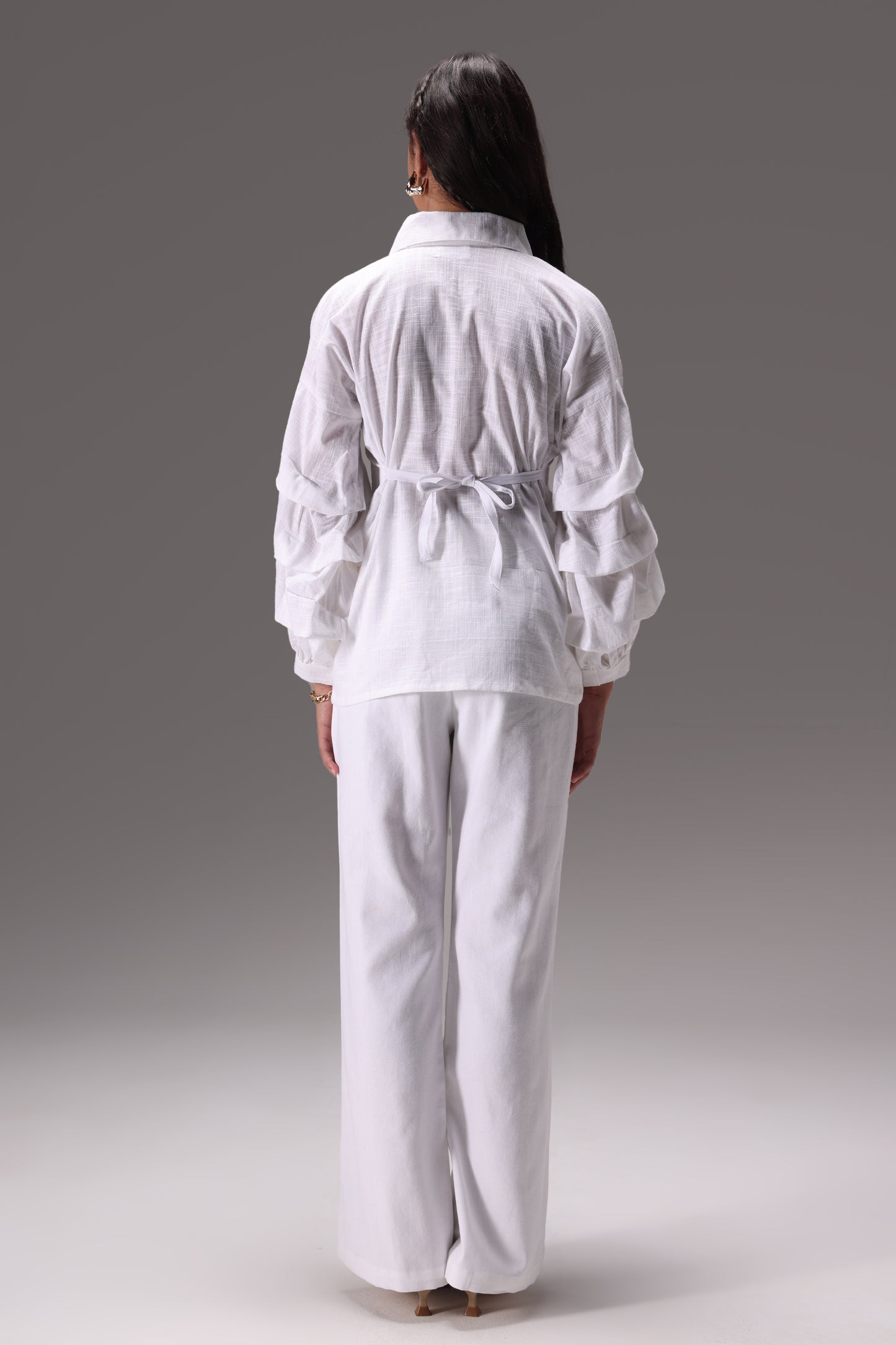 Essential Ruffle Cotton Linen Shirt & Duck Pants Set