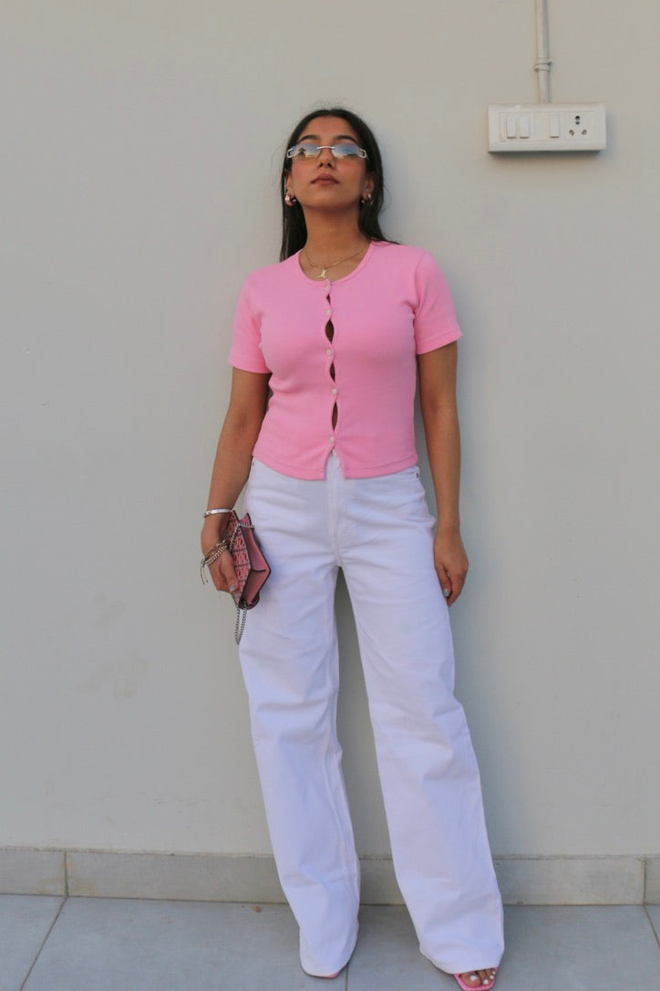 Light Pink Cotton Rib Top