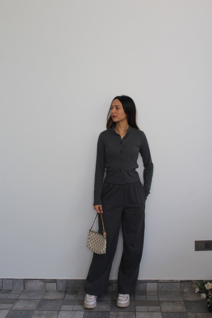 Cotton Fleece Grey Melange Set