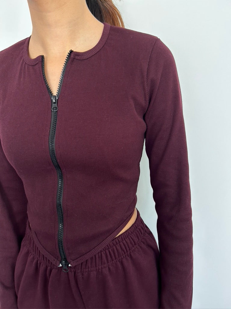 Cotton Fleece Wine Jogger Set