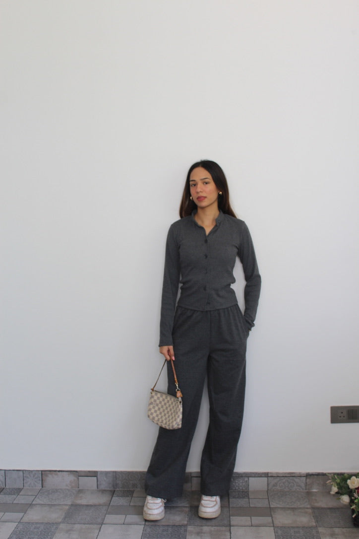 Cotton Fleece Grey Melange Set