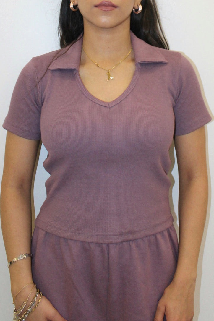 Mauve Half Sleeves French Terry Cargo Co-ord