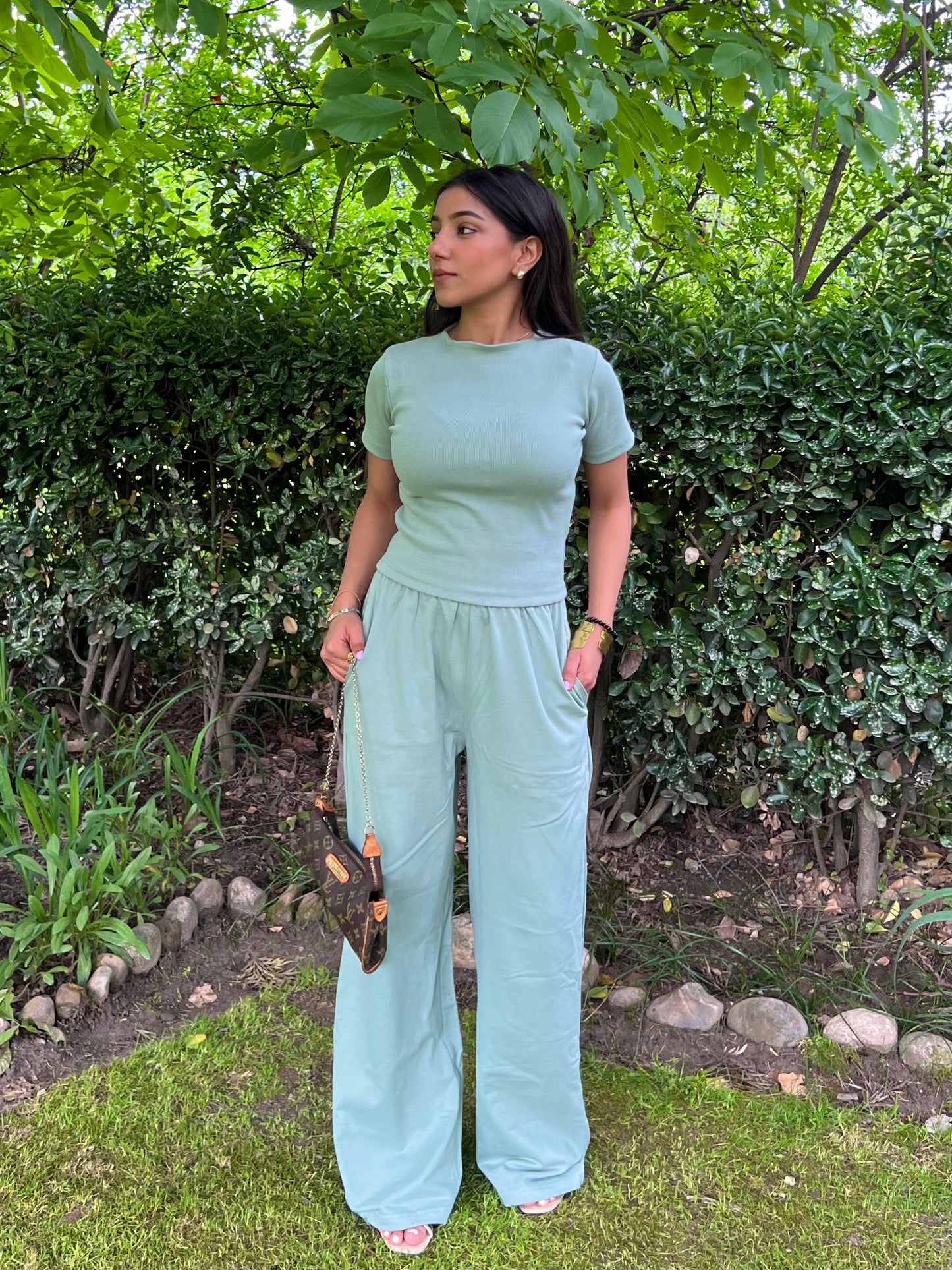 Mint Green Half Sleeves Terry Set