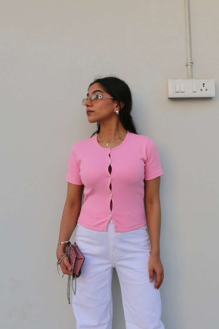 Light Pink Cotton Rib Top