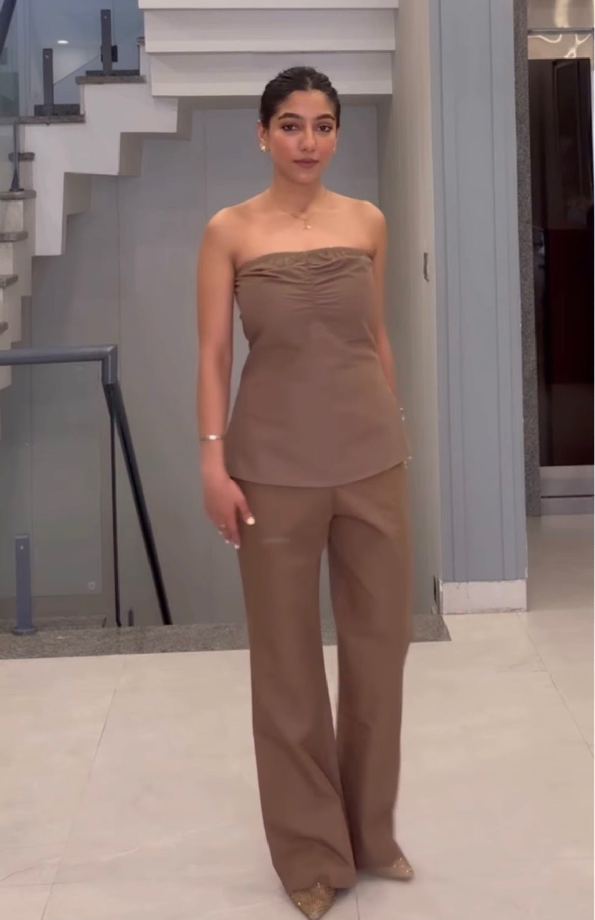 Cinnamon Tube Cotton Poplin Pant Set
