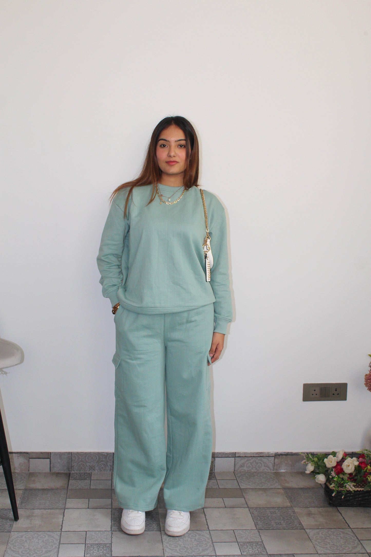 Cotton Fleece Stone Blue Sweatshirt Unisex Set