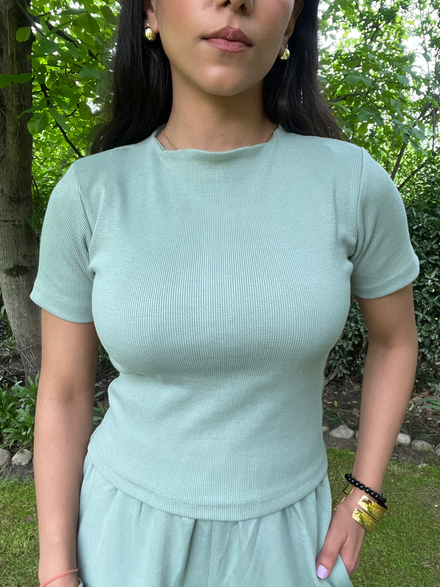 Mint Green Half Sleeves Terry Set