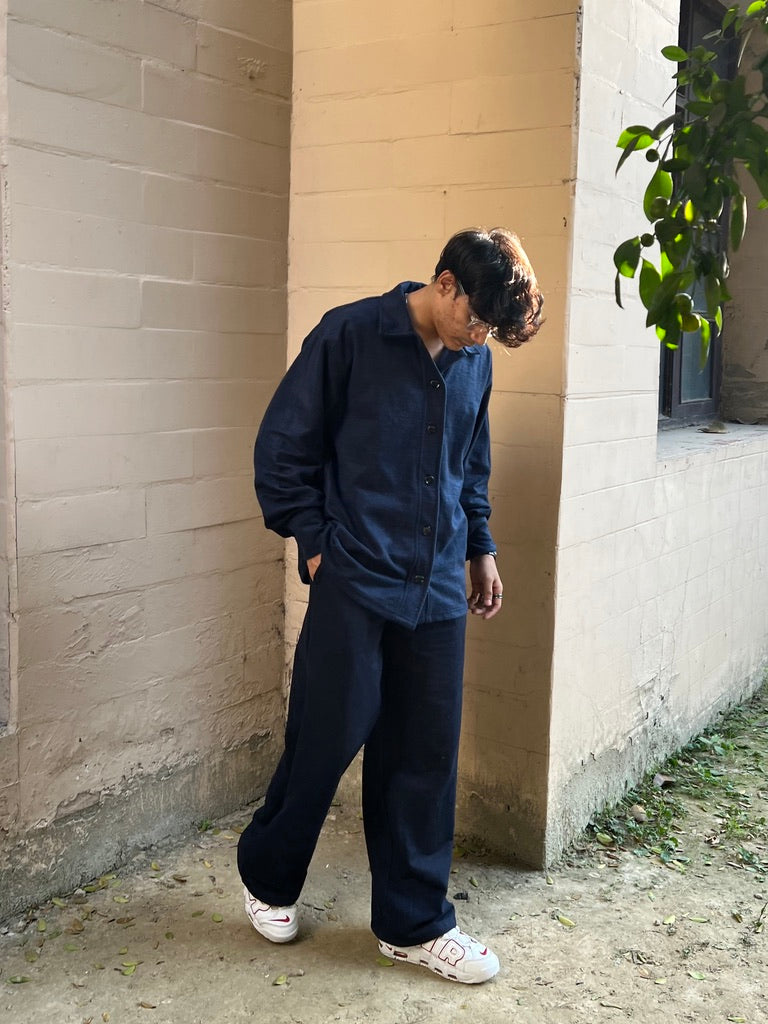 Cotton Fleece Navy Blue Co-ord