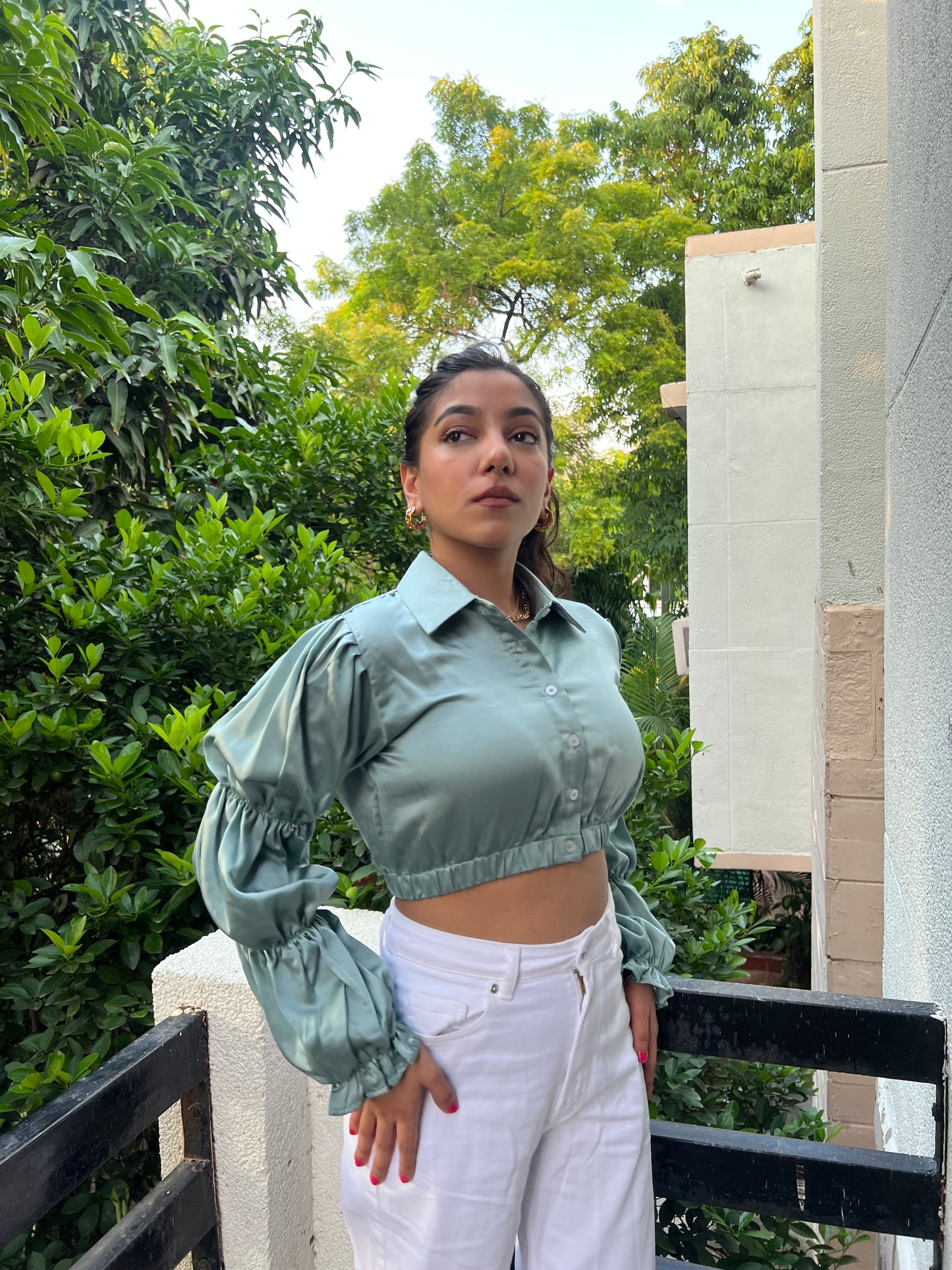 Paris Satin Ruffle Shirt