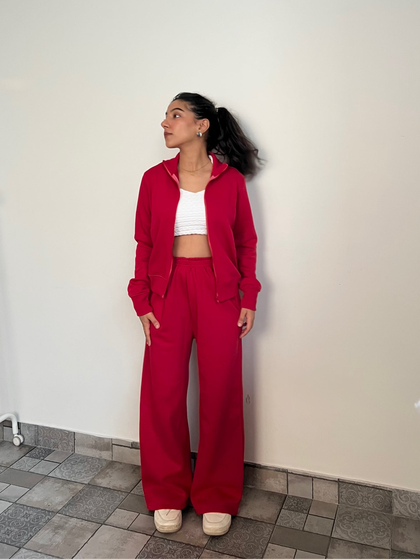 Fleece Red Zipper & Fleece Pants SET