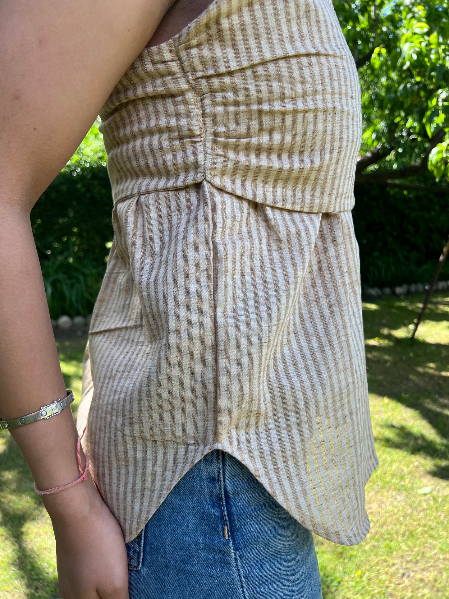 Linen Strapless Top