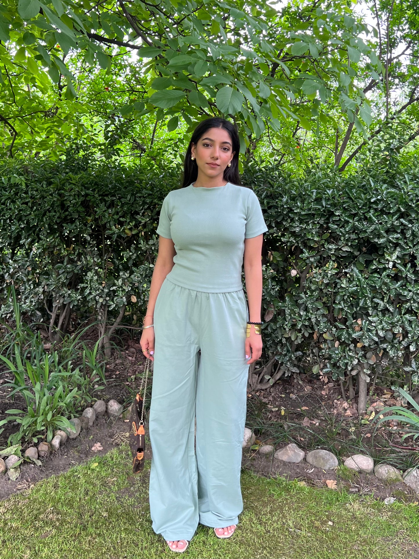 Mint Green Half Sleeves Terry Set