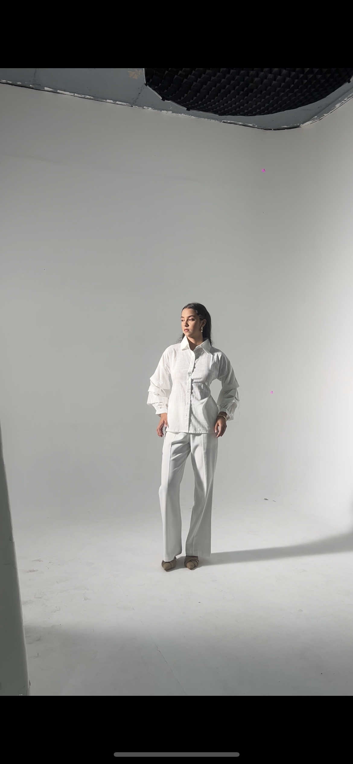 Essential Ruffle Cotton Linen Shirt & Duck Pants Set