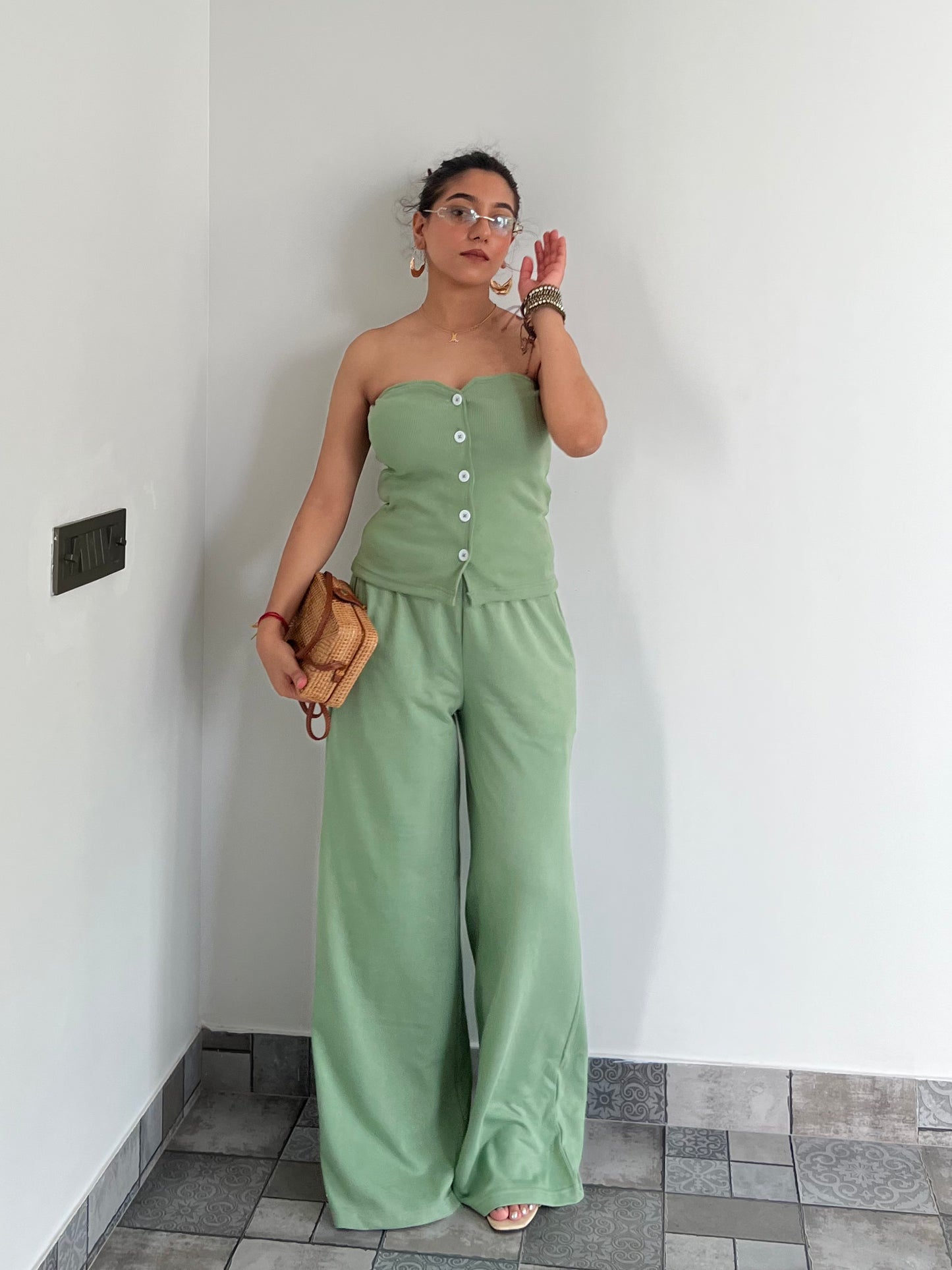 Tube Waistcoat Wide Leg Co-ord