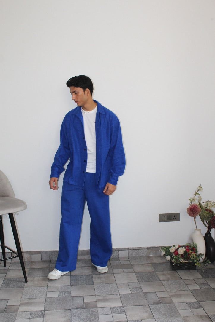 Cotton Fleece Electric Blue Unisex Co-ord