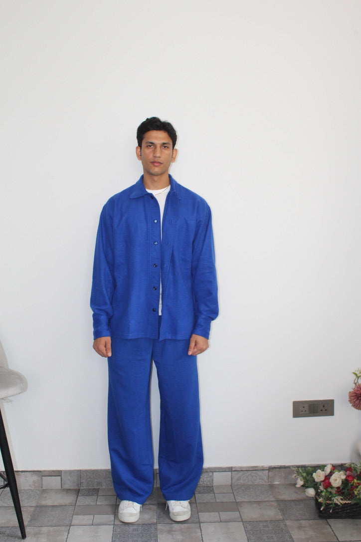Cotton Fleece Electric Blue Unisex Co-ord