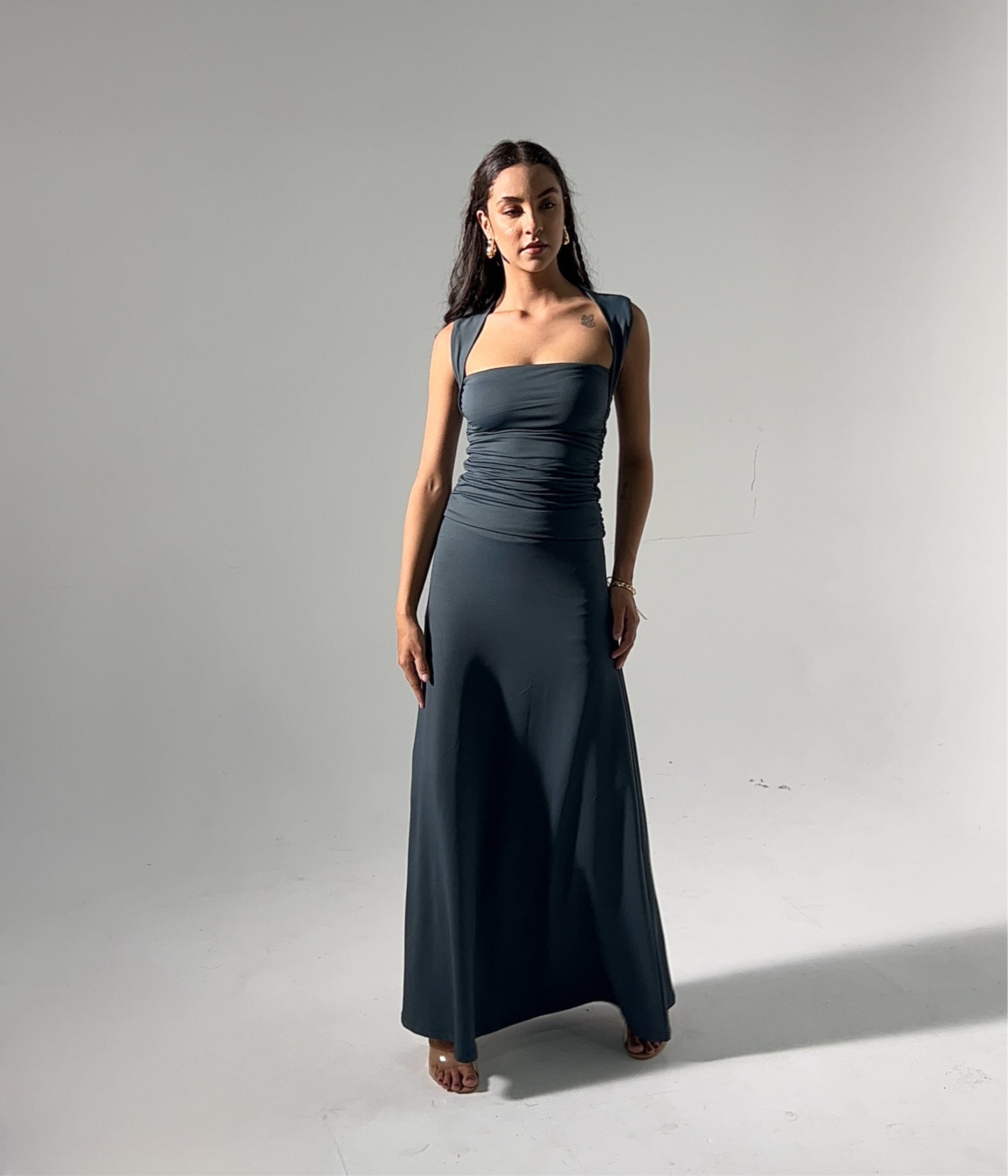 Seamless Ruched Cotton Elastane Skirt set