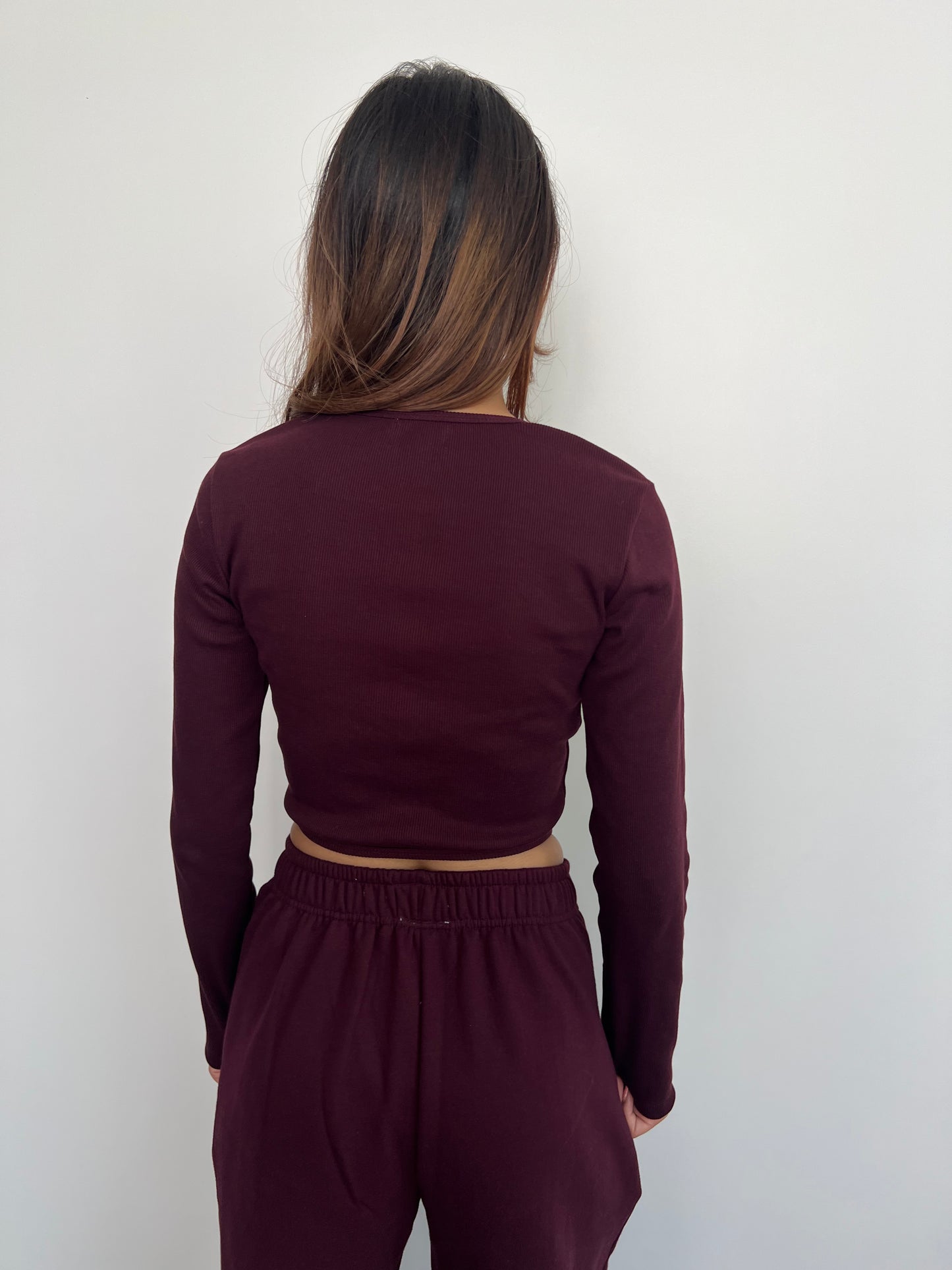 Cotton Fleece Wine Jogger Set