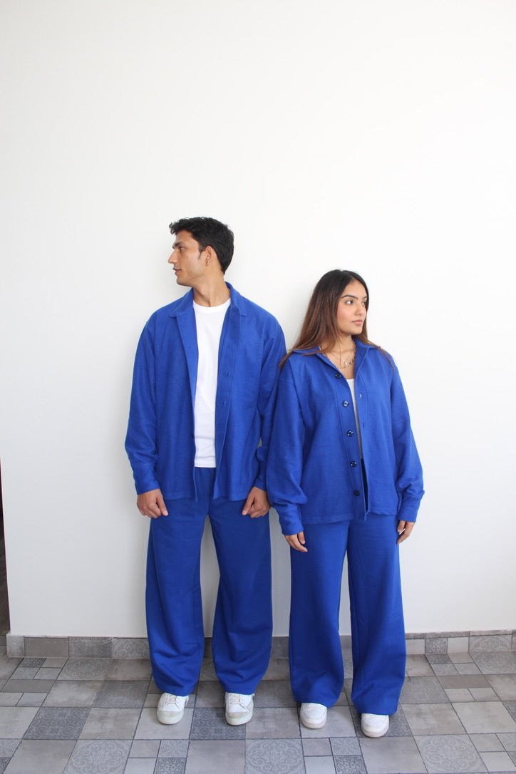 Cotton Fleece Electric Blue Unisex Co-ord