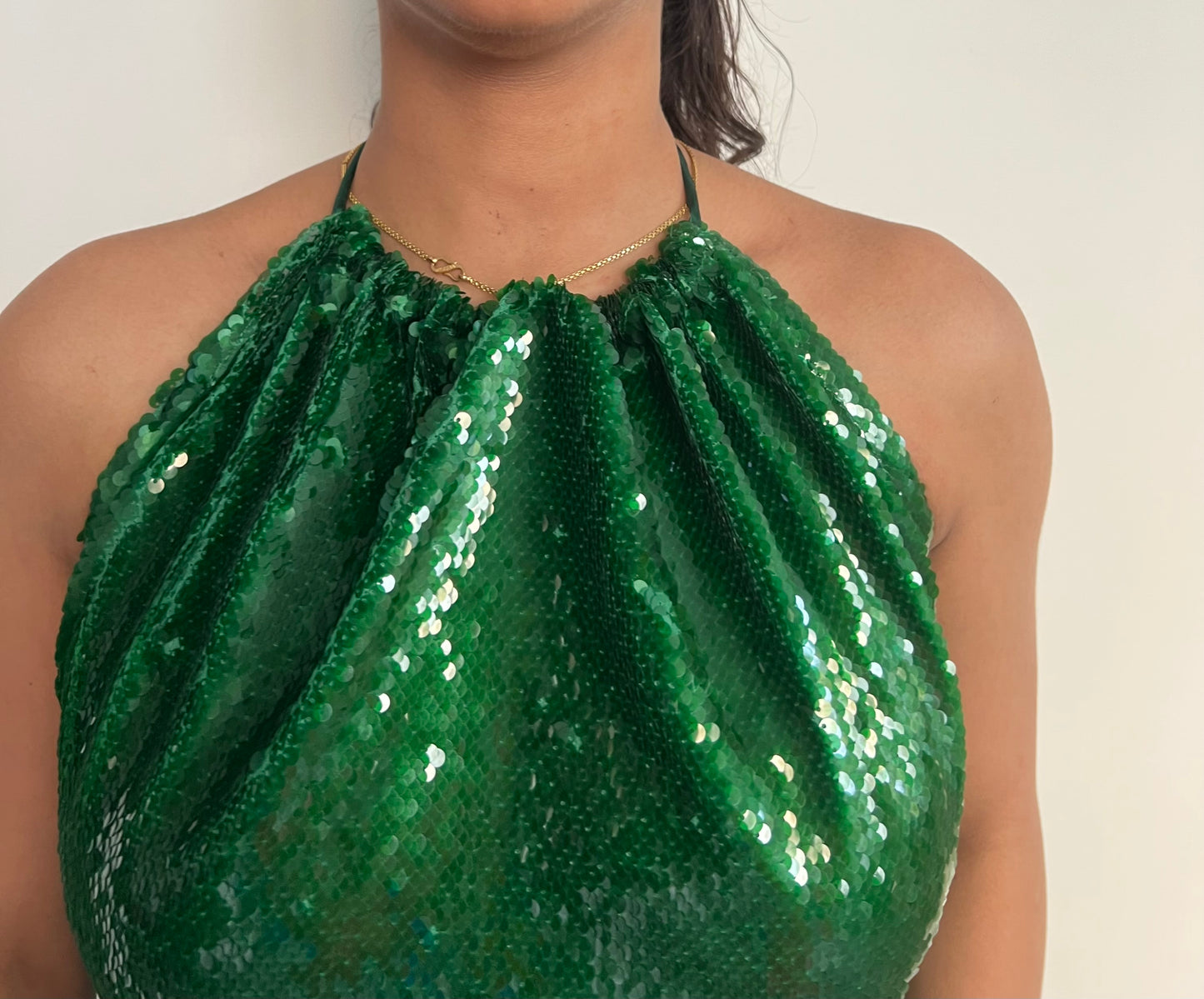 Emerald Water Sequin Tie up Top