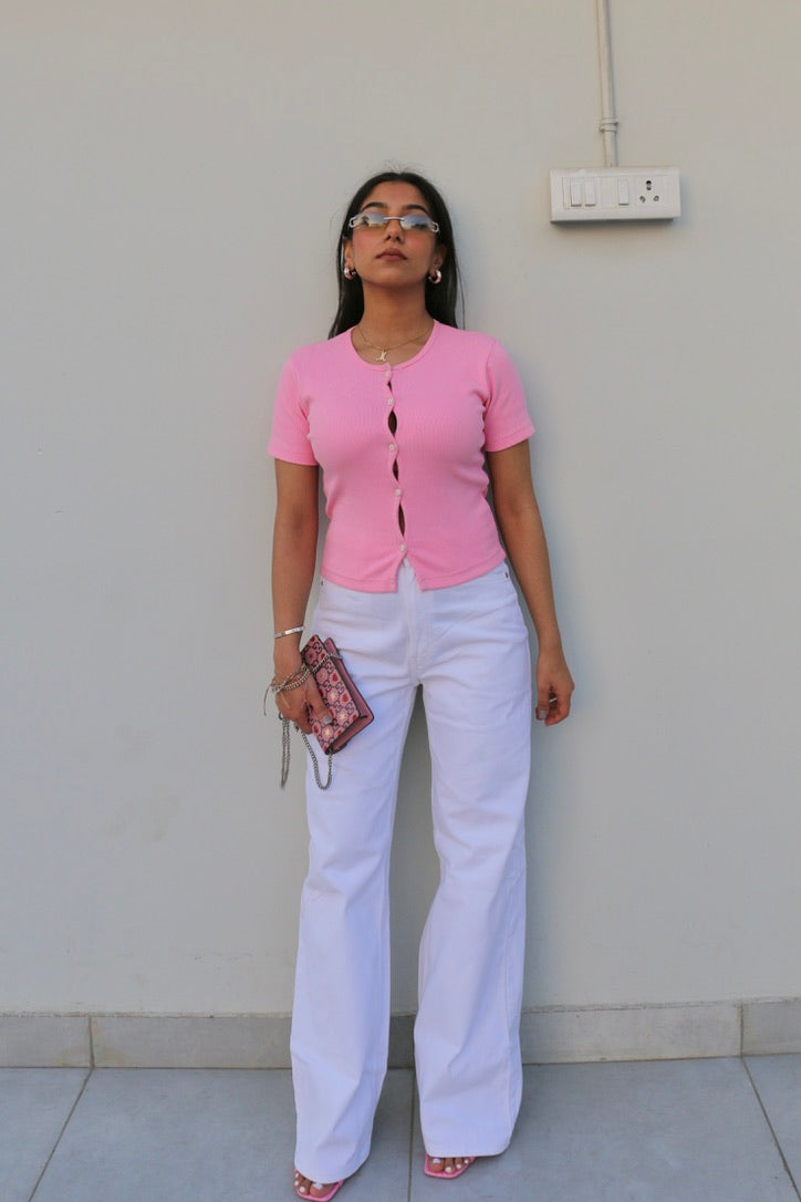 Light Pink Cotton Rib Top