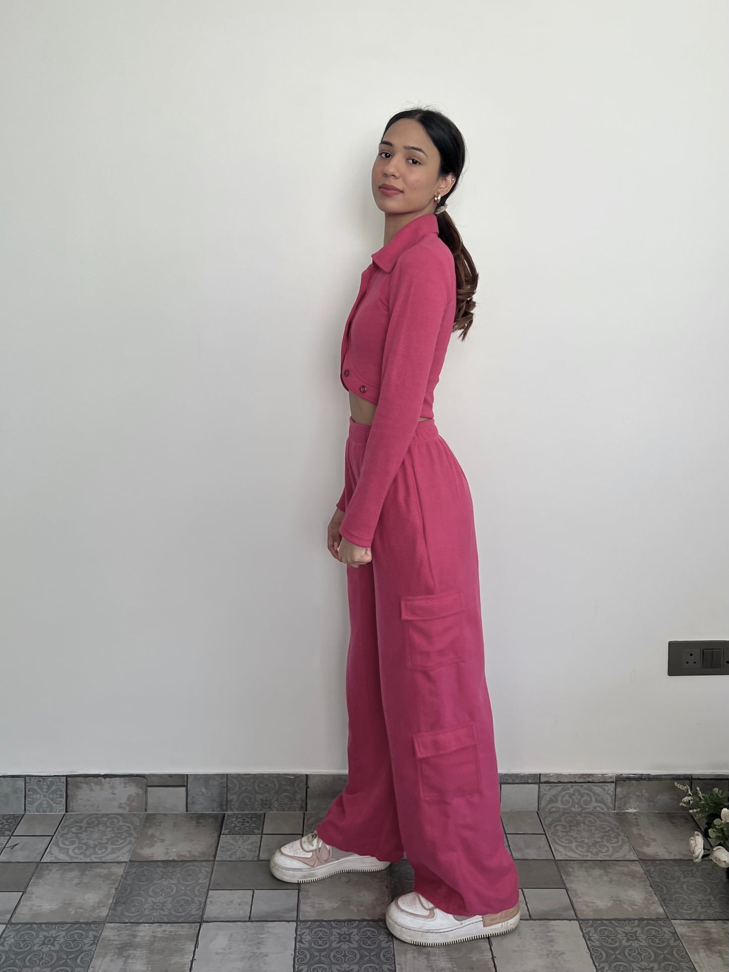 Cotton Fleece Pink Crop set