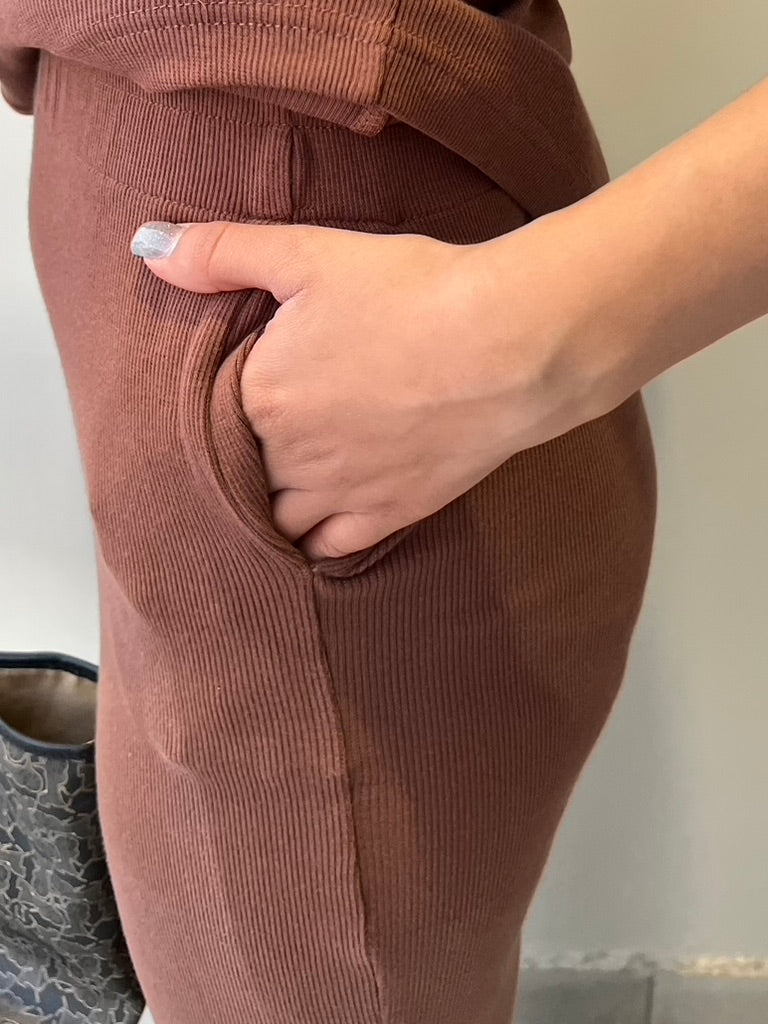 Brown Rib Long Co-ord