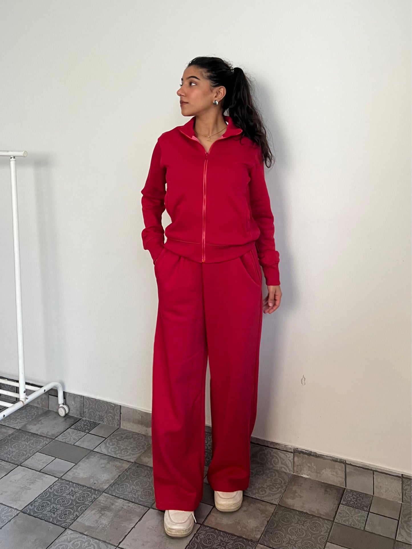 Fleece Red Zipper & Fleece Pants SET