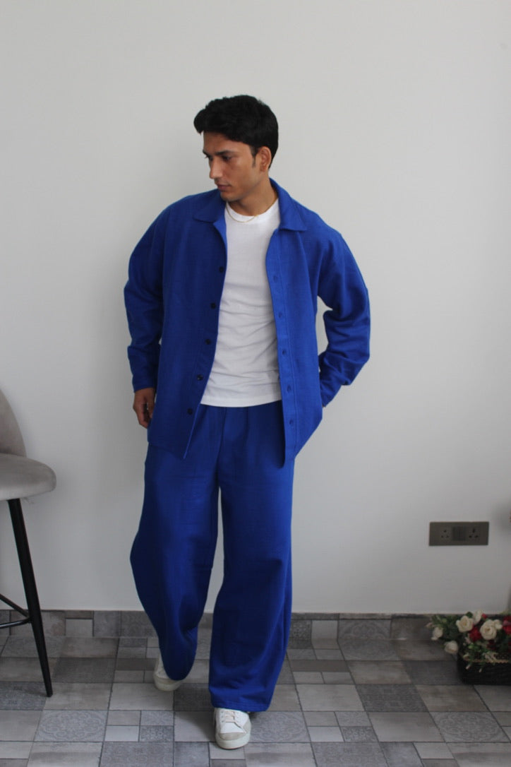 Cotton Fleece Electric Blue Unisex Co-ord