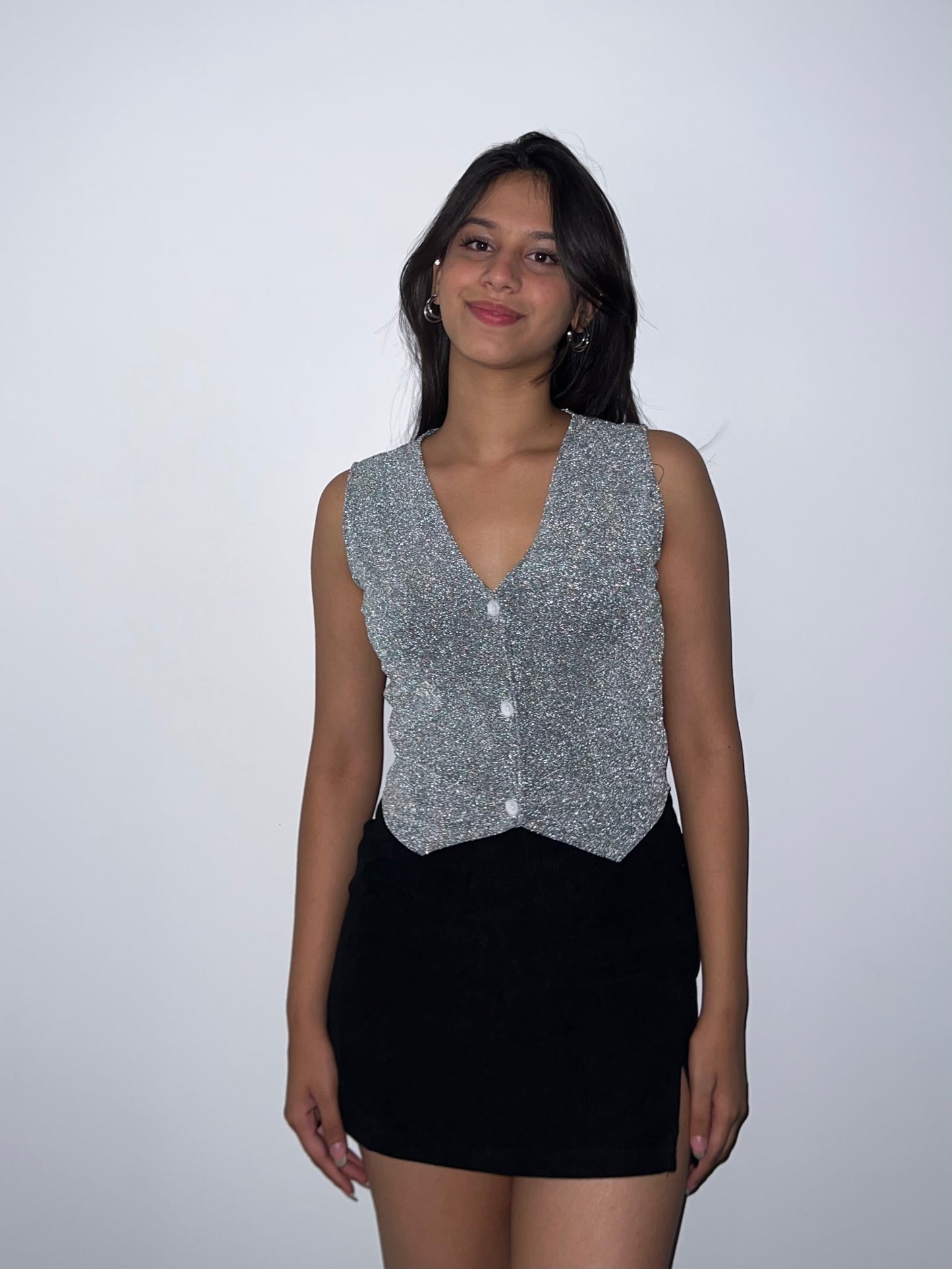 Silver Cotton Shimmer WaistCoat
