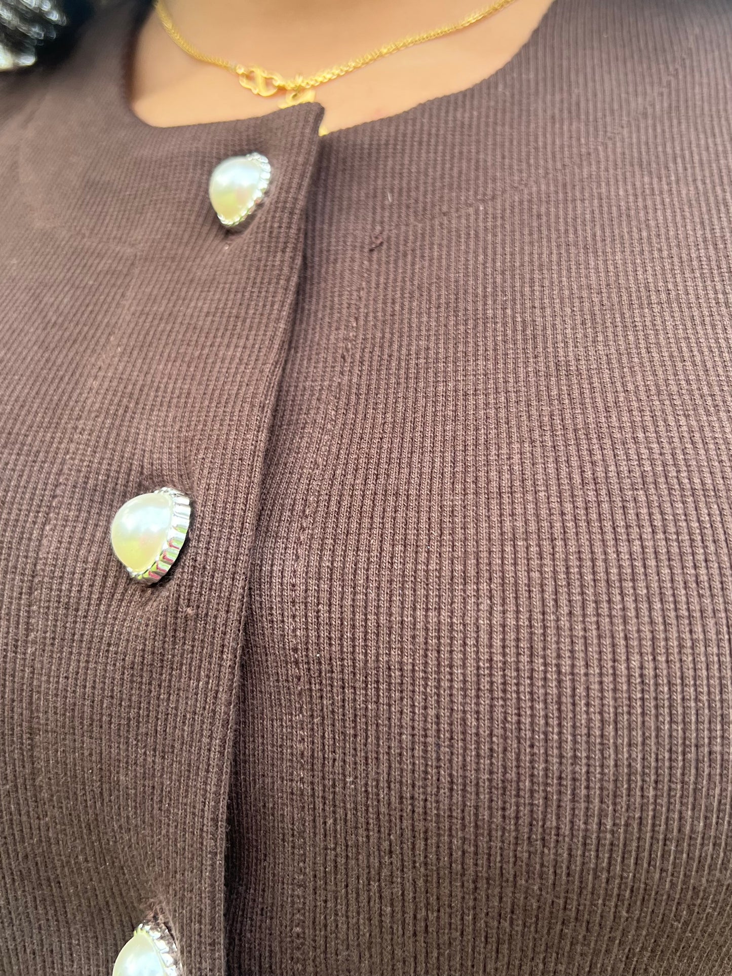 Brown Sleeveless RIB Top Set