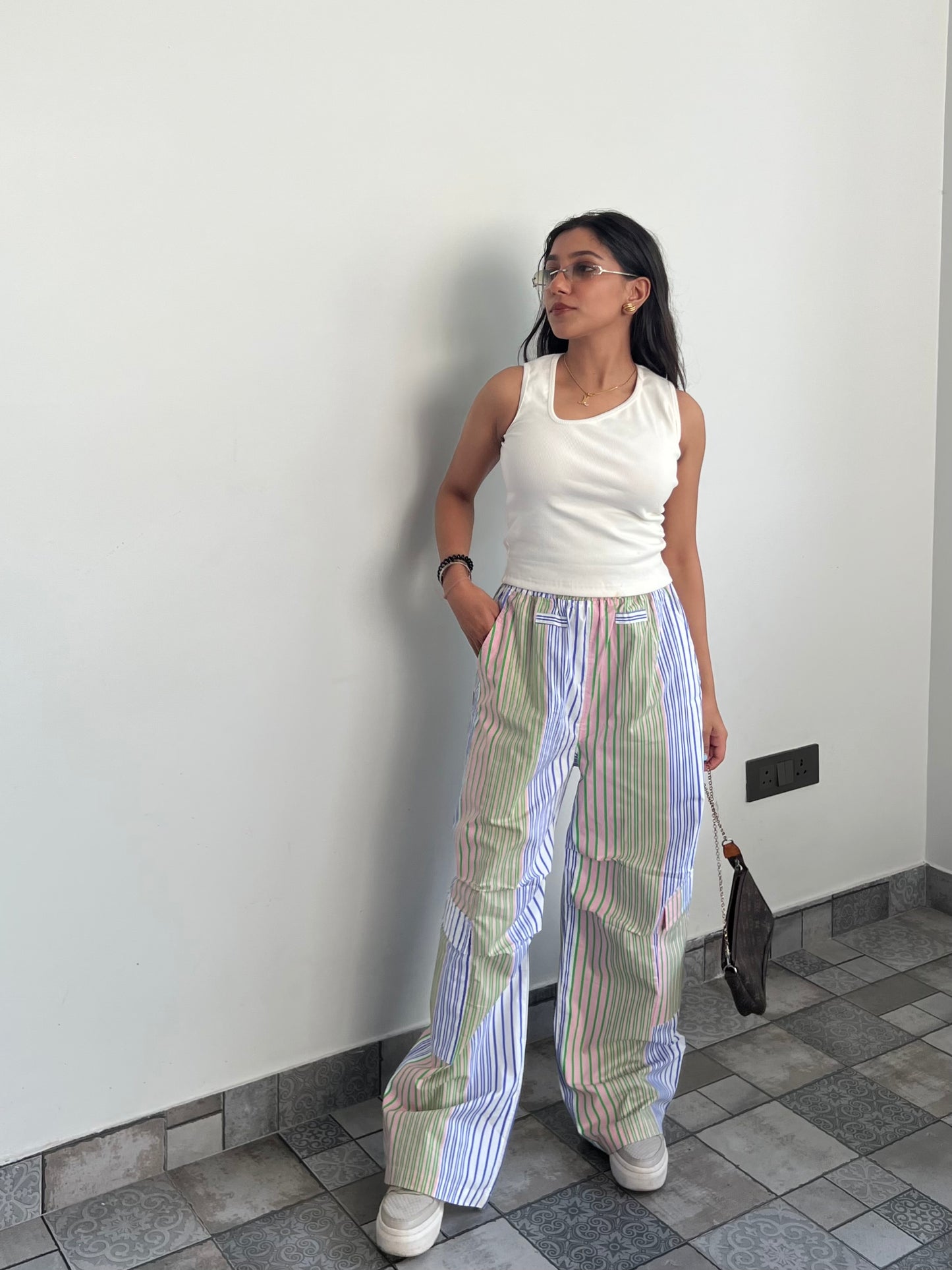 Cotton Poplin Striped Pants Only