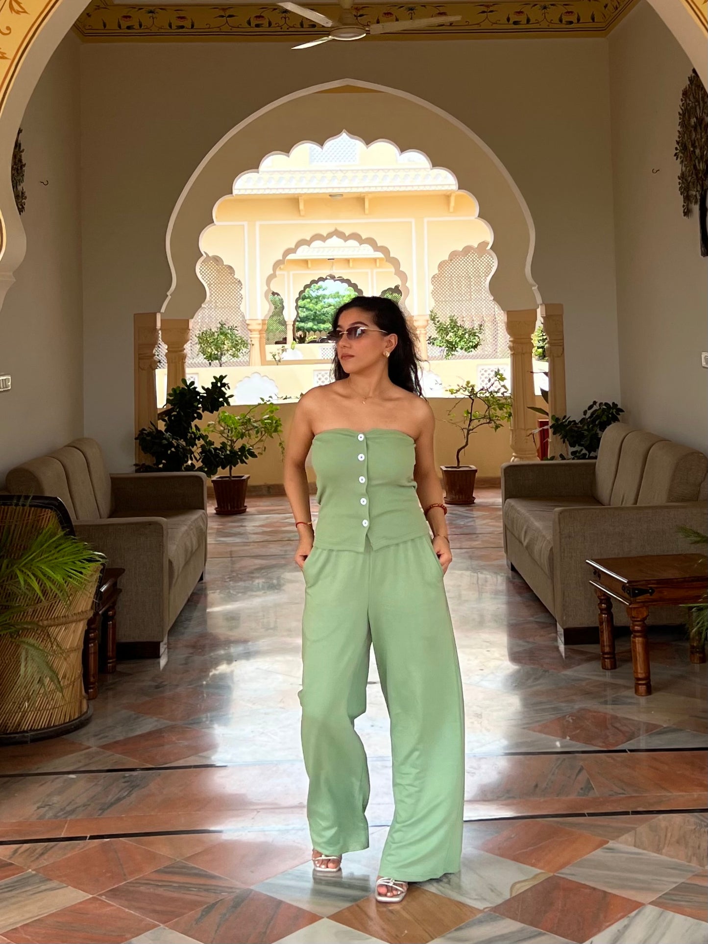 Tube Waistcoat Wide Leg Co-ord