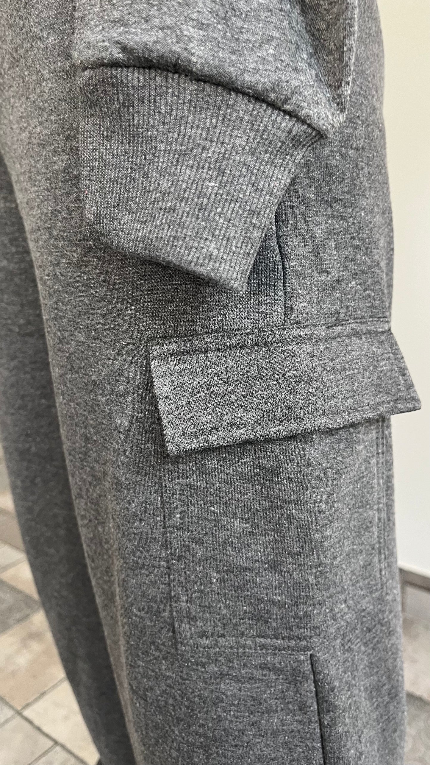 Cotton Fleece Sweatshirt Grey Melange Unisex Set