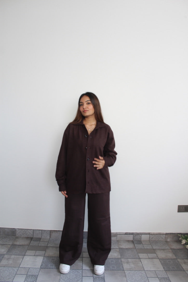 Cotton Fleece Brown Unisex Co-ord